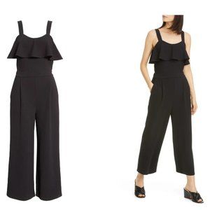 Joie Calypso Ruffle Sleeveless Wide Leg Black Jumpsuit - Size Large